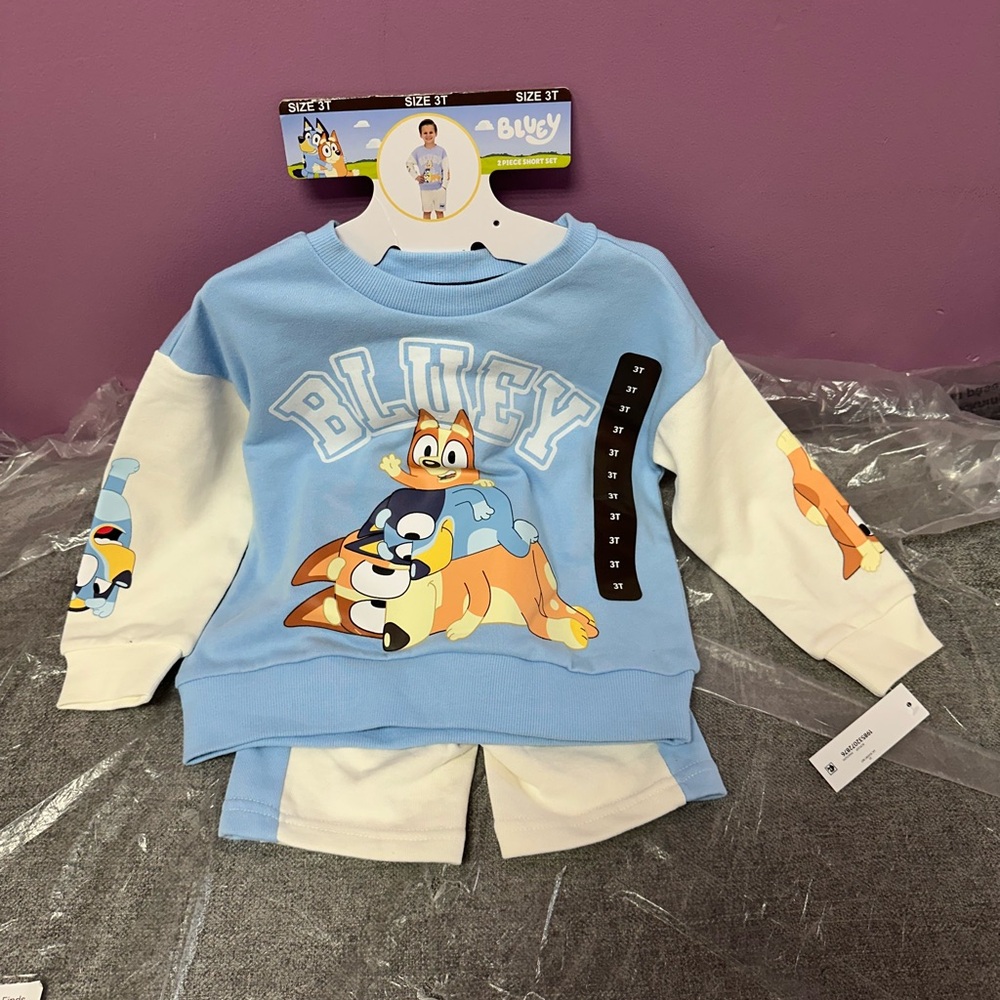 Bluey Kids Matching Set - Blue and White